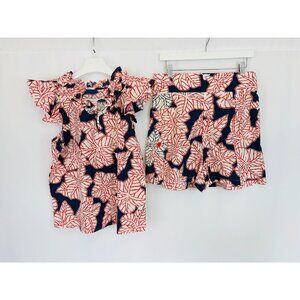 New Never a Wallflower Tropical Floral Top and High Wasted Shorts Set, Women's S
